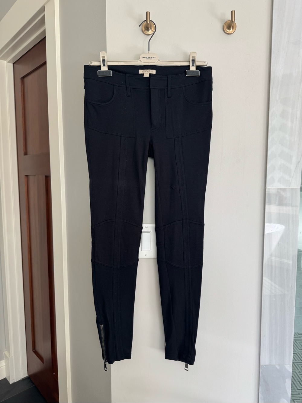 Burberry Brit Women's Black Stretch Moto Skinny Pants